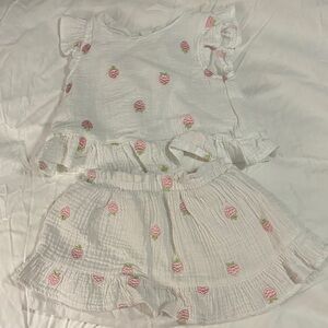White Ruffled Strawberry Outfit